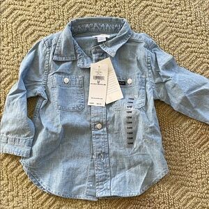 Ralph Lauren Light Blue Kids Button Down denim Shirt 18 month baby boy